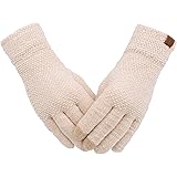 Women's Winter Touch Screen Gloves Chenille Warm Cable Knit 3 Touchscreen Fingers Texting Elastic Cuff Thermal Gloves