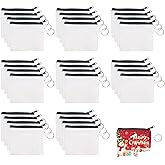 32 Pieces Sublimation Coin Purse Zipper Canvas Pencil Pouch Canvas Cosmetic Organizer Bag Pouch Portable Blank Cosmetic Pouch DIY Craft Bag for Organizing Women Travel Vacation Supplies(White)