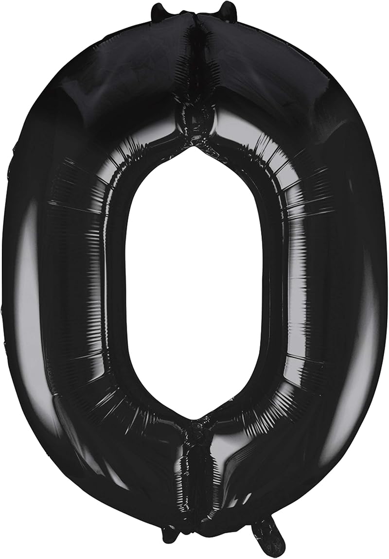 Unique Black Number 0 Foil Balloon 86cm Large One Piece