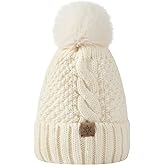 Loiyadn Winter Hats for Women- Winter Beanie Womens with Bobble, Soft Warm Ribbed Knit Cuffed Womens Winter Hat