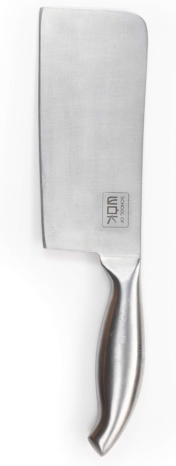 School of Wok 12322025 - Slice & Dice Cleaver - 7"/18cm, Silver, 18 cm