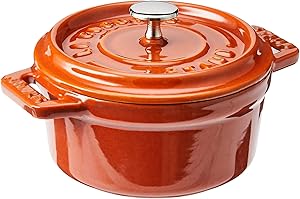 STAUB Cast Iron Mini Round Cocotte, 0.25-quart, Burnt Orange