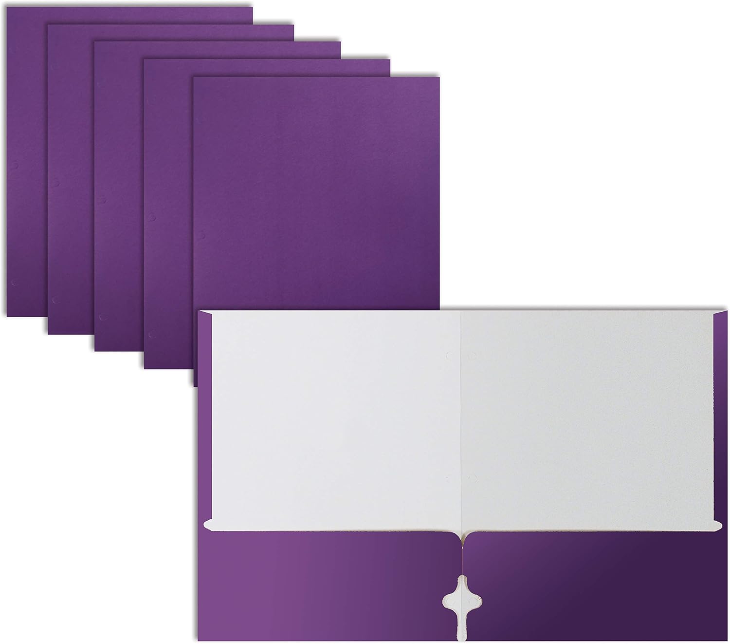 Two Pocket Portfolio Folders, 50-Pack, Purple, Letter Size Paper Folders, by Better Office Products, 50 Pieces, Purple