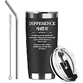 Difference Maker Thank You Appreciation Gifts for Boss Leader Employee Coworkers Teacher,20 Oz Difference Maker Insulated Stainless Steel Coffee Tumbler,Funny Travel Coffee Mug for Hot or Iced Drinks