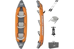 BESTWAY Hydro-Force 9'2" x 34" Ventura Elite X1 Inflatable Kayak Set | Fits 1 Adult | Includes Boat, Aluminum Paddle, Hand Pump, Fins, Seat, Gear Bag, Carry Bag, Repair Patch Kit