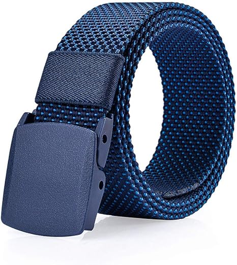 Amazon Co Jp カジュアルなジーンズベルト レザー通気性キャンバスカジュアルメンズウォッシュリボンメタルバックルメンズメッシュベルト 色 青 ホーム キッチン