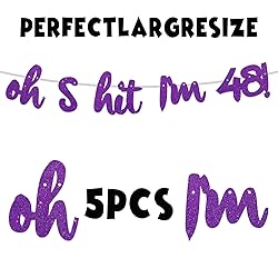 Oh S*it I’m 48! Banner Backdrop Glitter Purple