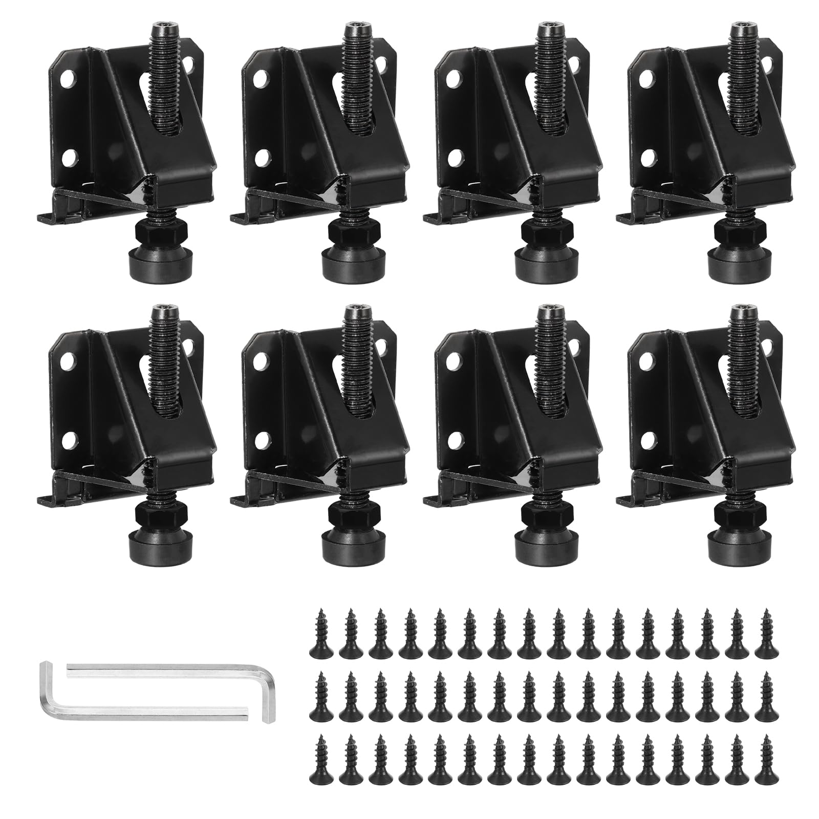 PATIKIL Leveling Feet Kit Furniture Leg Leveler 8 Pack Adjustable Leg Levelers Feet with Lock & Nuts for Furniture Table Leg Leveler Workbench Cabinets Shelving, Black