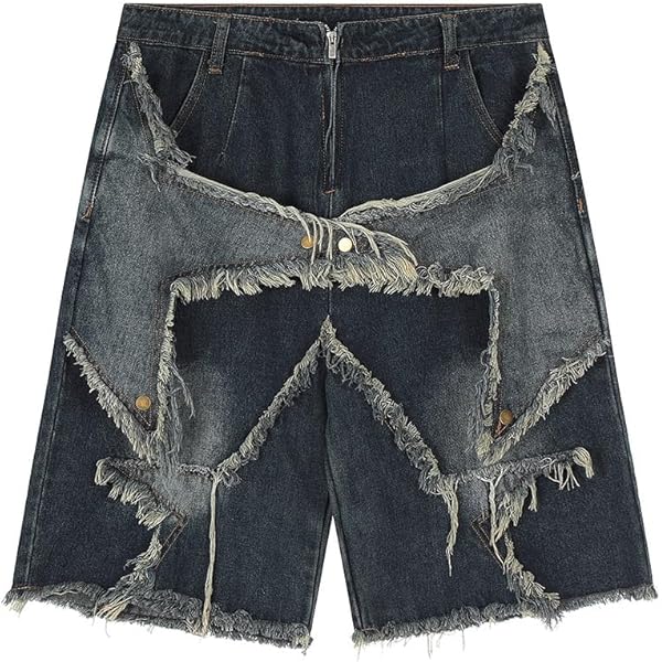 SETUP-EXE★韓国★人気★STAR SHORT PANTS 2色 Hesaco Y2k Star Jorts for Women and Men- Unisex Wash Baggy