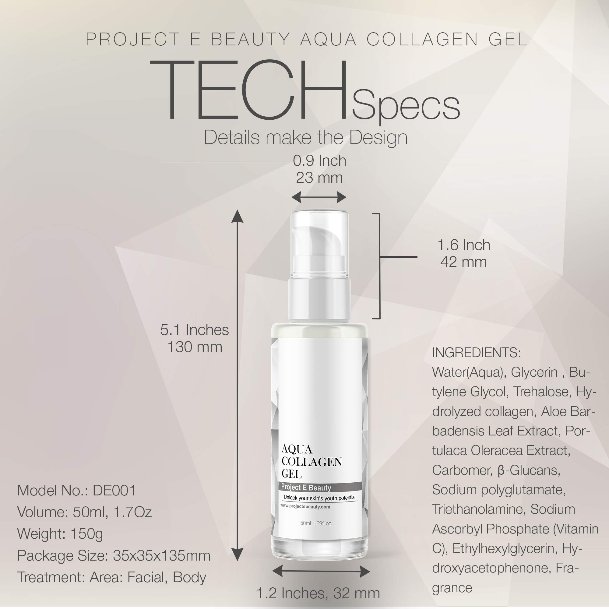 Project E Beauty Aqua Collagen Gel Natural Organic Skin Care Vitamin C Facial Eye Anti Aging Fine Lines Wrinkles Lifting Tightening Plumping Firming Serum Lotion Ion Gel Treatment 50ml 1 7oz Buy