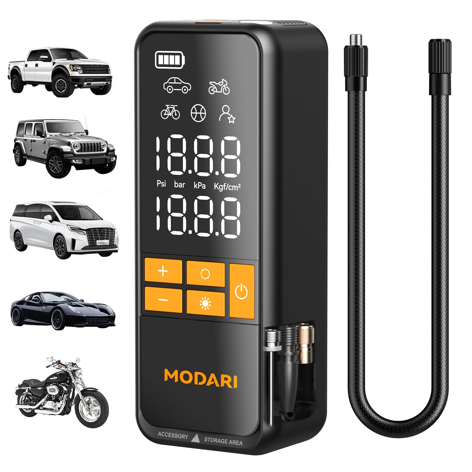 MODARI Tire Inflator Portable Air Compressor, 5X Faster 160 PSI Portable Tire Inflator for Car, Built-in Magnetic Storage, Auto Shut-Off Cordless Air Pump for Car Tires, SUV, Truck (No case) Image