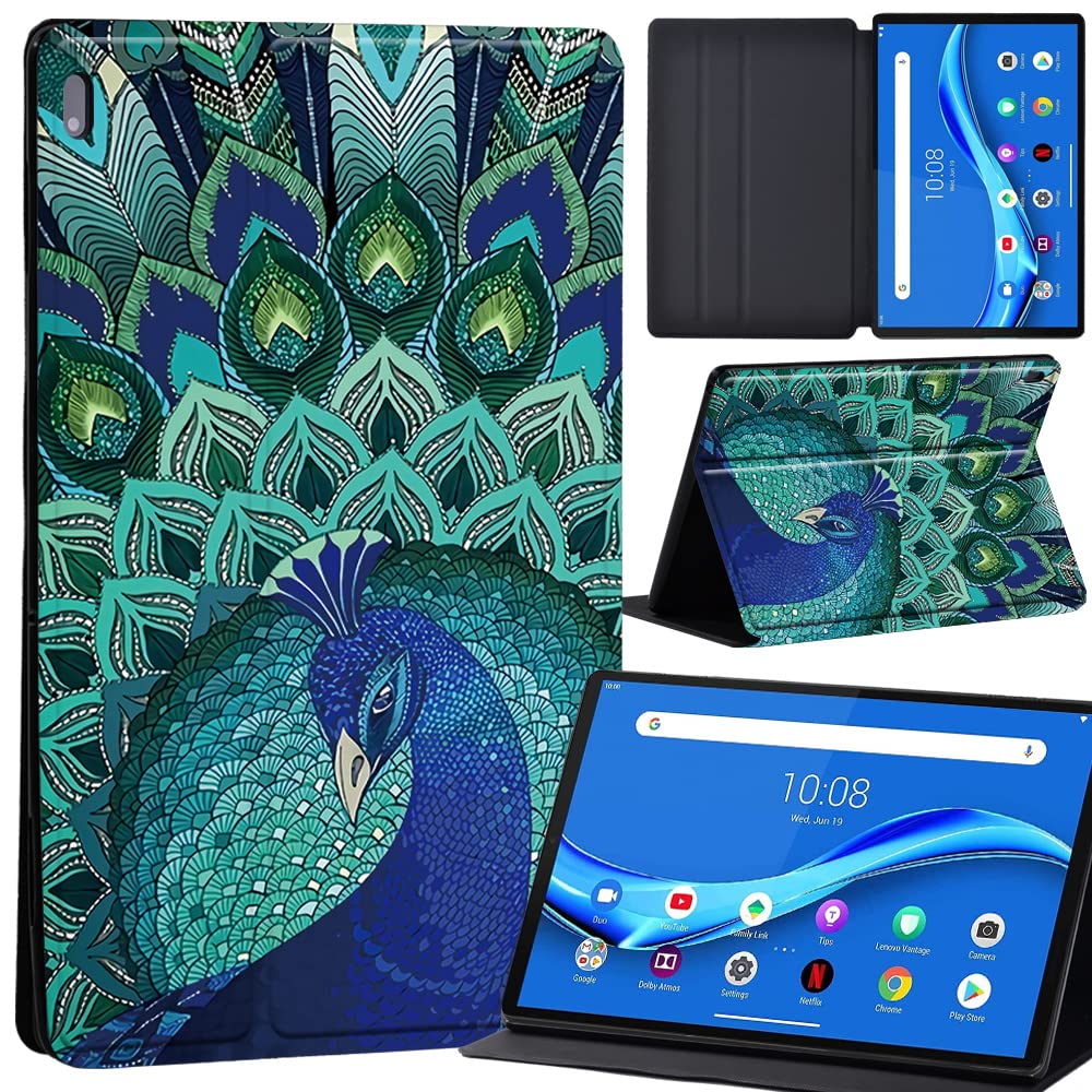 Case For Lenovo Tab M10 FHD Plus 10.3 inch (TB-X606X TB-X606F) Leather Case with Auto Wake-up, Flip Case for Lenovo Tab M10 FHD Plus Cover (peacock)