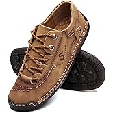 alcubieree Mens Leather Casual Shoes Comfortable Fashion Sneakers Loafers Lightweight Dress Walking Driving Shoes for Men（Size 7.5-13）