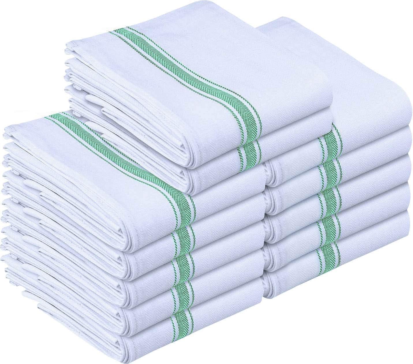 Utopia Towels 12 Pack Dish Towels - Resuable Kitchen Towels -15 x 25 Inches Ultra Soft Cotton Dish Cloths - Super Absorbent Cleaning Cloths, Green