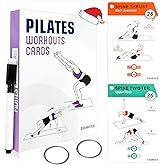 COARVXA Pilates Workouts for Women-58 Exercise Cards with Pilates Mat Workout Postures,Includes 4-Week Challenge,2 Rings& Dry-Erase for Easy Organization-Home, Gym or Studio