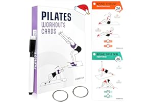 COARVXA Pilates Workouts for Women-58 Exercise Cards with Pilates Mat Workout Postures，ncludes 4-Week Challenge,2 Rings& Dry-Erase for Easy Organization-Home, Gym or Studio (Purple)