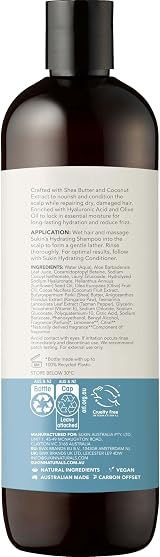 Sukin Hydrating Shampoo 500ml Coconut Oil & Shea Butter Cruelty Free view 3