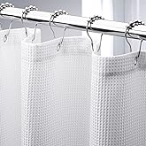 AmazerBath Extra Long Shower Curtains 84 Inches Tall, Waffle Shower Curtain White Heavy Duty, Extra Tall Shower Curtain Fabric, Hotel Quality Bathroom Shower Curtains, 72x84 Inches