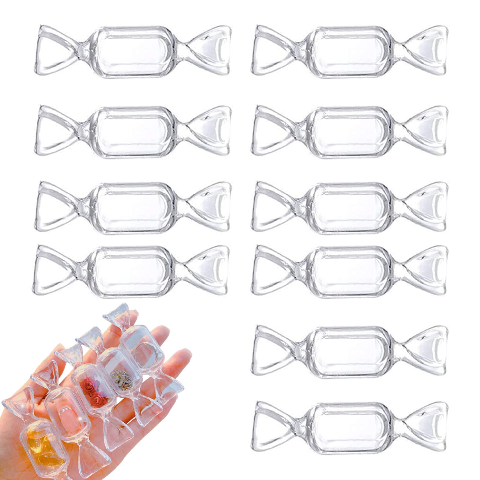 OTKARXUS Candy Shaped Storage Box- 10 Pcs Mini Candy Shape Clear Jewelry Storage Case Transparent Make Up Earrings Travel Storage Container Organizer (Transparent)