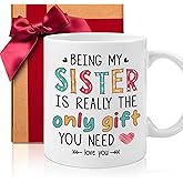 ZWV Funny Sister Coffee Mug, Bestie Gifts for sister Birthday, Christmas, Sisters Gifts from Sister BFF Women
