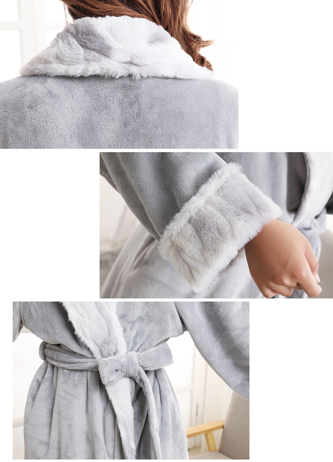 Womens Thick Flannel Bathrobe Ultra Soft Plush Microfiber Spa Robes