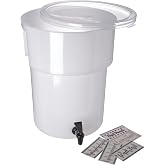 Carlisle FoodService Products Round Beverage Dispenser Drink Dispenser with Spigot for Catering, Plastic, 5 Gallons, White