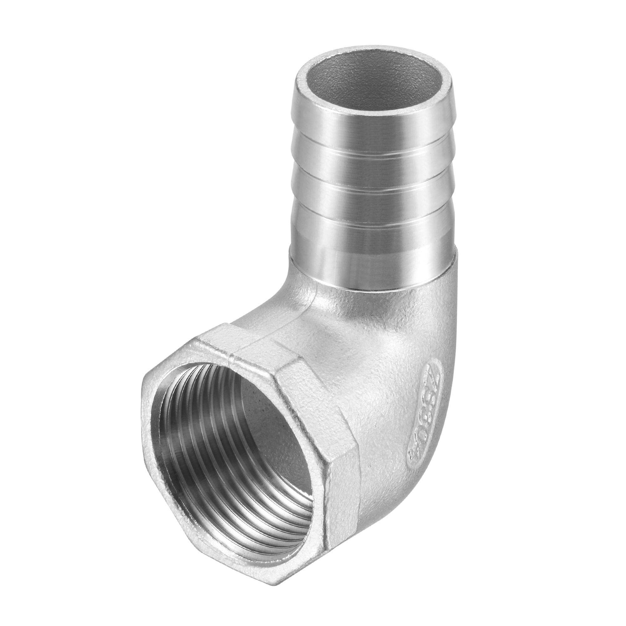 sourcing map 304 Stainless Steel Hose Barb Fitting Elbow, 25mm Barbed x 1" NPT Female Pipe Connector Adapter for Water Fuel Air