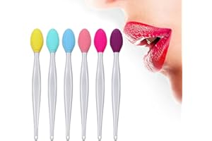 ZIOYCKL Lip Scrub Brush Tool,Double-Sided Silicone Exfoliating Lip Brushes Kits,Gentle Lip Exfoliator Scrubber Brush for Smooth,Soft,Bright,Fuller Healthy Lips (Oval - 6Colors)