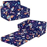 decalsweet Foldable Kids Sofa Couch 2 in 1 Children Convertible Sofa to Lounger Flip Open Toddlers Sofa Bed,Extra Wide Soft Lightweight for Bedroom Livingroom Playroom