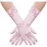GHGMAO Little Girls Princess Gloves - Satin Gloves for Birthday Halloween Costume Party Princess Cosplay First Communion