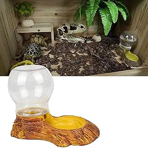 Ailindany Reptile Water Dispenser Tortoise Turtle Feeding Food Dish Pet Water Bowl Yellow