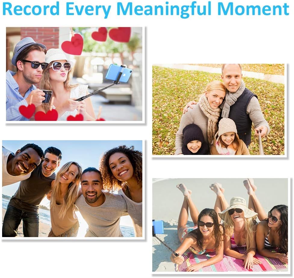 Vproof Selfie Stick Bluetooth, Lightweight Aluminum All in One Extendable Selfie Sticks Compact Design for iPhone 11 Pro Max/11 Pro/11/XS/XS Max/XR/X/8/8 Plus/7/6s/6, Galaxy S10/S9/S8/S7/S6/Note, More