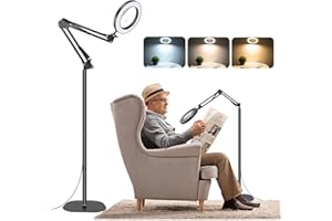 NZQXJXZ 10X 20X Large Floor Magnifying Glass with Light and Stand, 72 LED Magnifying Lamp, Floor Magnifiers for Reading, Sewing, Crafts, Close Work