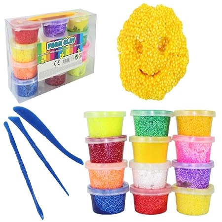 LG-Imports Wolkenknete Kugelknete Knete Foam Clay 6er Set Wolkenschleim Dose Mitgebsel Kindergeburtstag