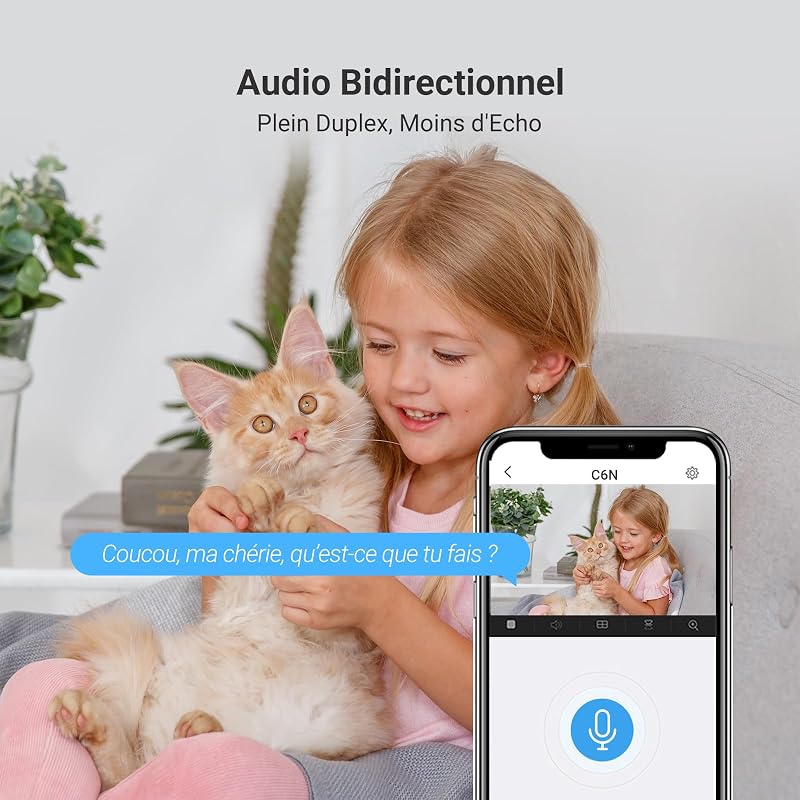 C6N Camera Interieur, Caméra Surveillance WiFi