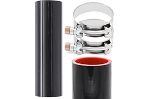 Taigoehua ID 2inch 4-Ply Straight Coupler Silicone Hose 5mm Thickness 8inch Length With 2 X Stainless Steel T-clamps (2inch(51mm))