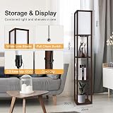 OUTON Floor Lamp with Shelves Walnut Brown LED USB Type C 3 Color Temp view 6