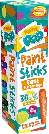 Paint Pop Paint Sticks 30 Pack Assorted Colours & Storage Tube Kids view 1