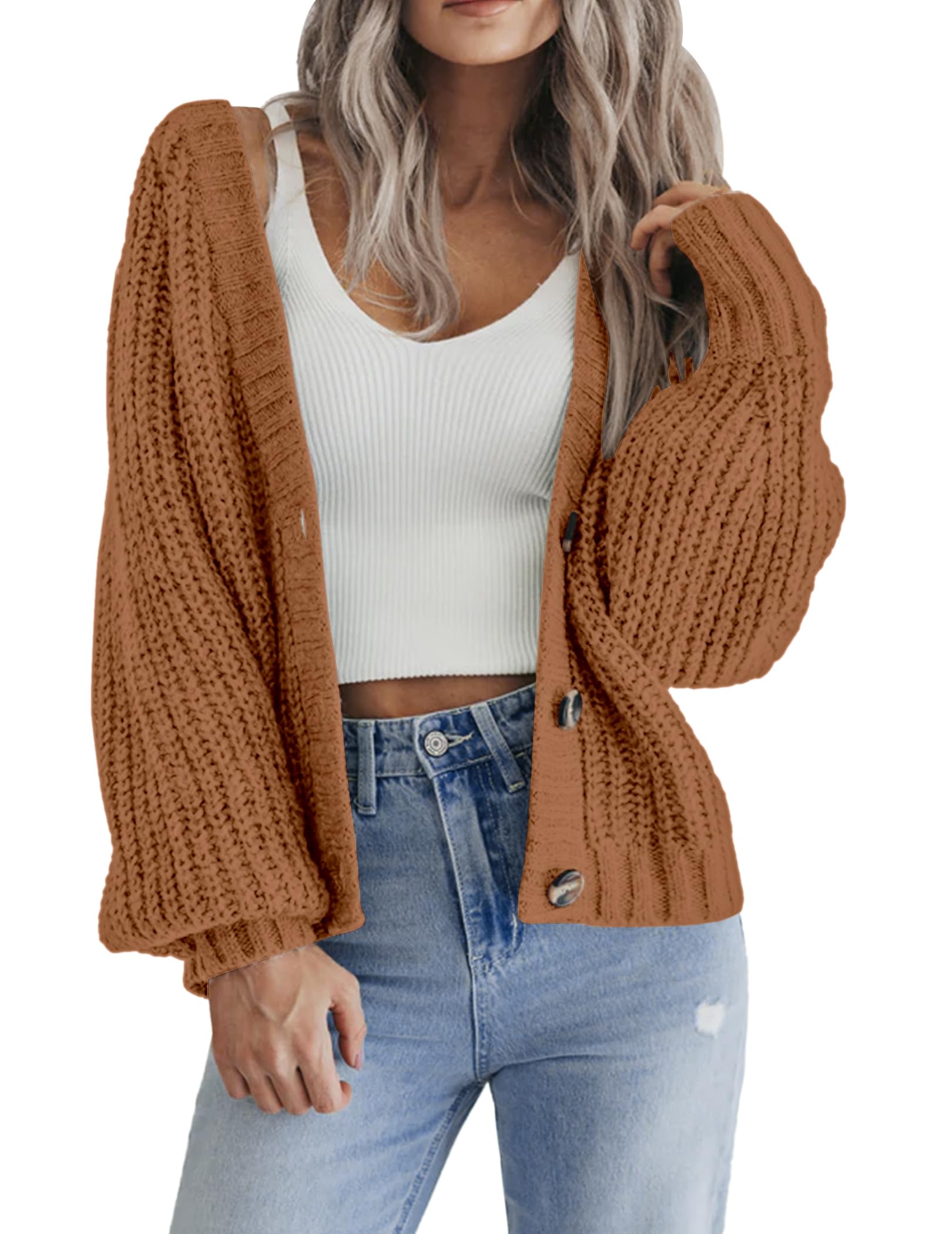 Oversized Button Knit Cardigan For Women Cozy Relaxed Fit Layering Essential For Any Occasion