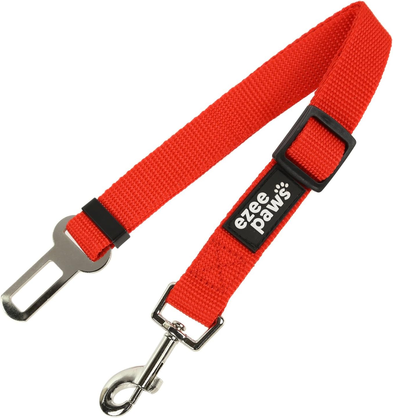 Ezee Paws Pet Dog Seat Belt for Car Lead Clip Safety Restraint Harness Adjustable Length (Red)