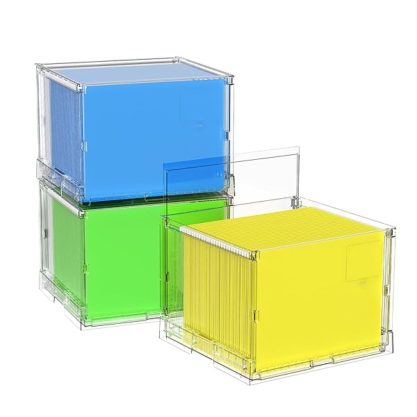 MUKAI FILE ORGANIZER BOX WITH LID, COLLAPSIBLE FILE...