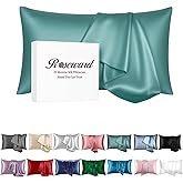 22 Momme Silk Pillowcase for Hair and Skin Made in USA,100% Pure Mulberry Silk Pillow Cases, 6A Grade Natural Organic Silk, Oeko-TEX Certified, Anti Aging, 1 Pack 20"x26" (Standard, Mineral Blue)