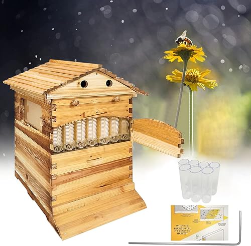 Auto Beehive,Wooden Beekeeping House Beehive Boxes with 7 PCS Auto Flow ...