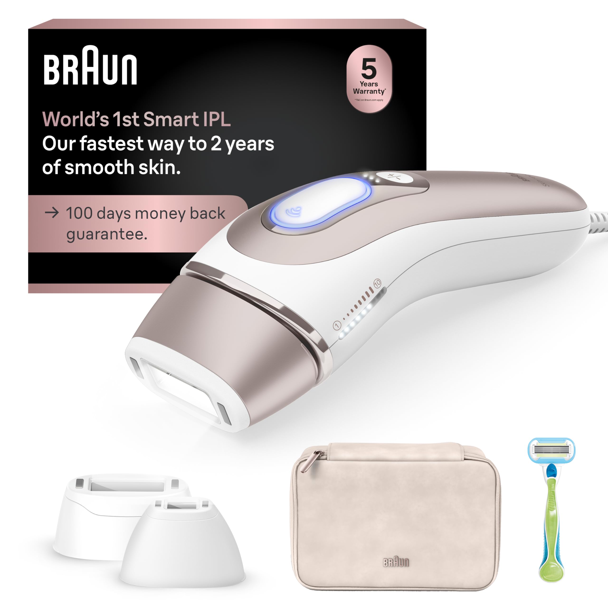 Photo 1 of Braun Smart IPL, Skin i·Expert Pro 7: at Home Laser Hair Removal, Permanent Visible Hair Reduction, Vanity Case, Venus Razor, 3 Smart Heads, IPL7243