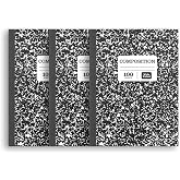 (3 pack) Pen+Gear Wide Ruled Black Marbled Composition Notebooks 100 Sheets - 300 Sheets Total
