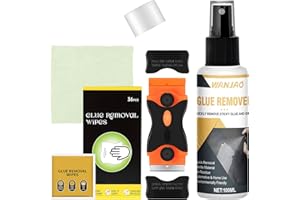 WANJAO Adhesive Remover Spray, Adhesive Remover Wipes Sticker Removal Clean Up Wipes with Plastic Scraper Removal Labels Car Stickers Tree Sap for Glass Metal Plastic Tile and Other Surfaces,120ml