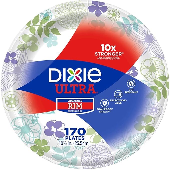 Dixie Dinner Plate, 1/16, White Disposable Plates Dinner