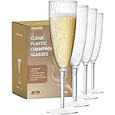 48 Plastic Champagne Flutes, Clear Disposable Plastic Champagne Glasses Reusable Wine Cocktail Cups for Home Daily Life Party Wedding Toasting Drinking Birthday,New Years Eve Party Supplies 2025