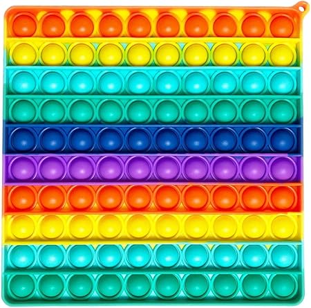 Amazon スクイーズ玩具 プッシュポップ フィジェットおもちゃ ラージサイズ 100pop 0mm レインボーカラーラウンドピンクうさぎとピンク亀のおもちゃ子供大人兼用 100pop 平方 スクイーズ おもちゃ