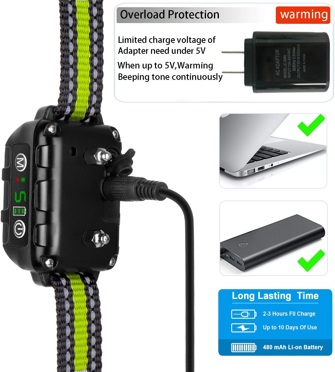 Bark Collar No Bark Collar Rechargeable Anti bark Collar with Adjustable Sensitivity and Intensity Beep Vibration and No Harm Shock Bark Collar for Small Medium Large Dogs : Pet Supplies